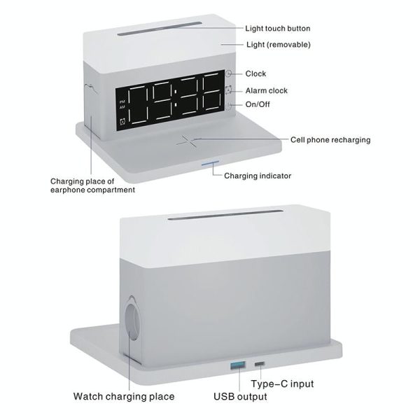 6 In 1 Wireless Charger N65 Multifunction - White - Image 5