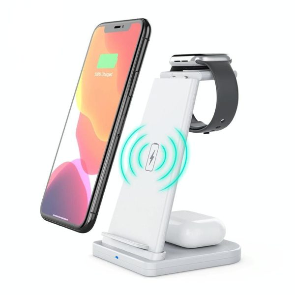 3 In 1 Foldable Charging Stand For Iphones Apple Watch And Airpods - White - Image 2