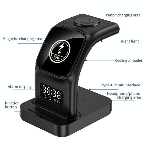 15W Magnetic Wireless Charger With Clock - White - Image 4
