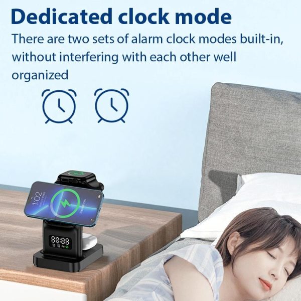 15W Magnetic Wireless Charger With Clock - White - Image 6