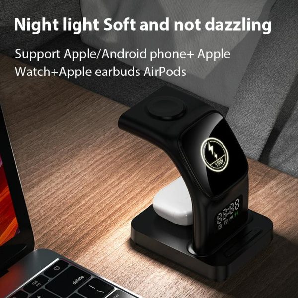 15W Magnetic Wireless Charger With Clock - White - Image 7