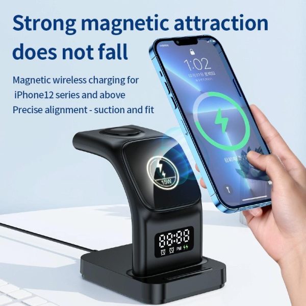 15W Magnetic Wireless Charger With Clock - White - Image 8