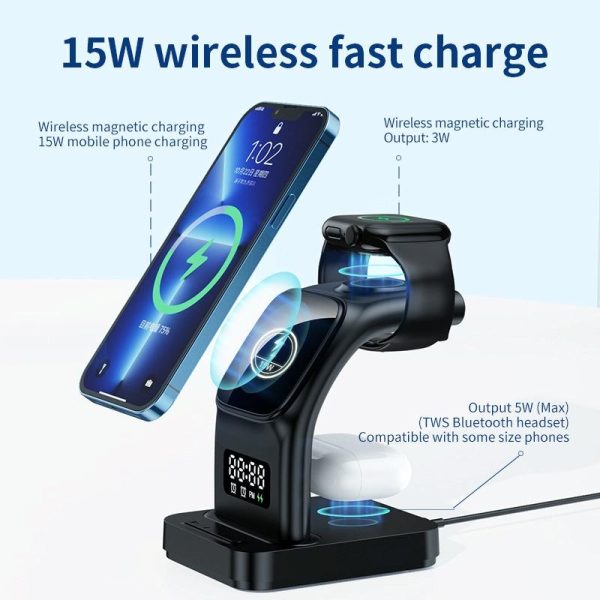 15W Magnetic Wireless Charger With Clock - White - Image 10