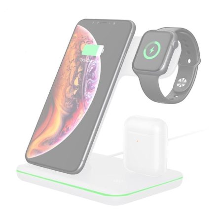 3 In 1 Magnetic Wireless Charger With Touch Ring Light - White