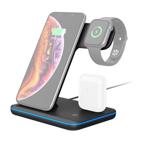 3 In 1 Magnetic Wireless Charger With Touch Ring Light - White - Image 2
