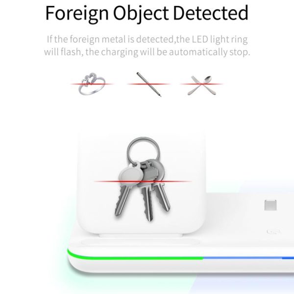 3 In 1 Magnetic Wireless Charger With Touch Ring Light - White - Image 6