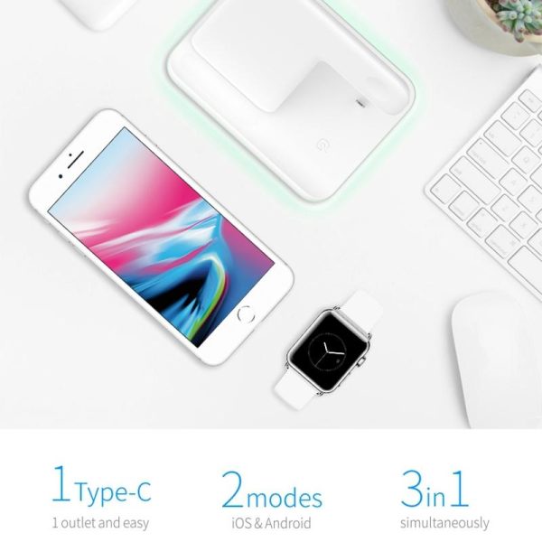 3 In 1 Magnetic Wireless Charger With Touch Ring Light - White - Image 7