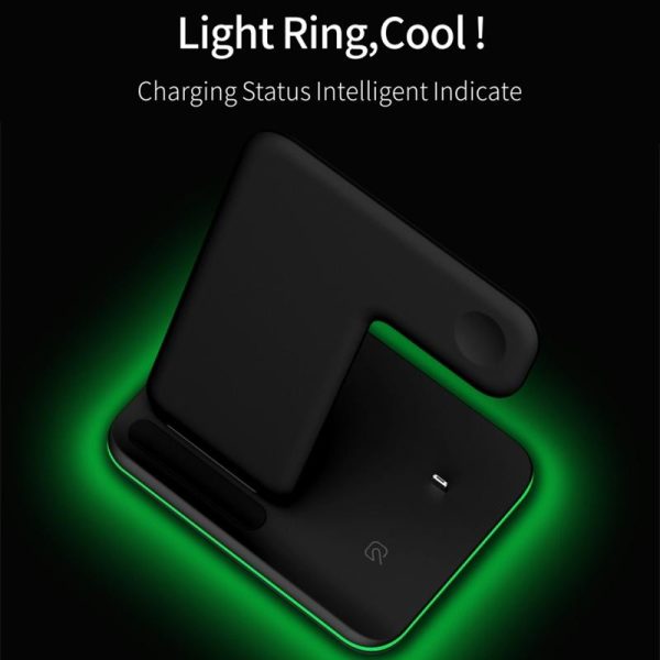 3 In 1 Magnetic Wireless Charger With Touch Ring Light - White - Image 8