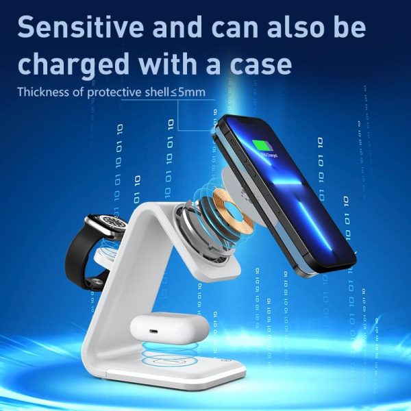 3 In 1 Magnetic Wireless Vertical Charger - White - Image 6