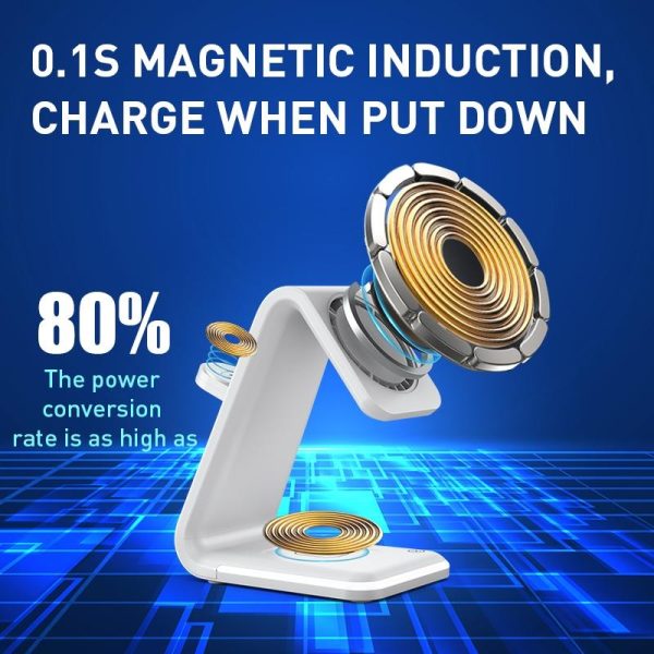 3 In 1 Magnetic Wireless Vertical Charger - White - Image 8