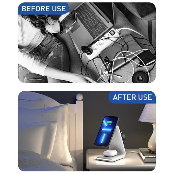 3 In 1 Magnetic Wireless Vertical Charger - White - Image 9