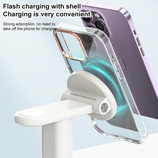 3 In 1 Magnetic Wireless Charger Stand 15W - White - Image 8
