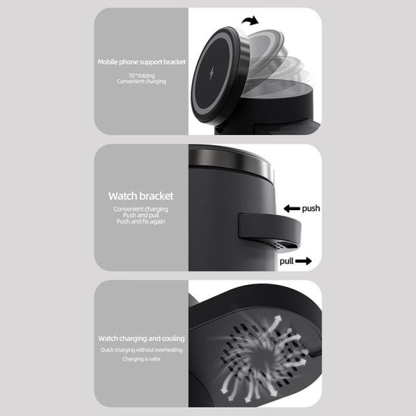 15W 4 In 1 Foldable Magnetic Wireless Charger - White - Image 5