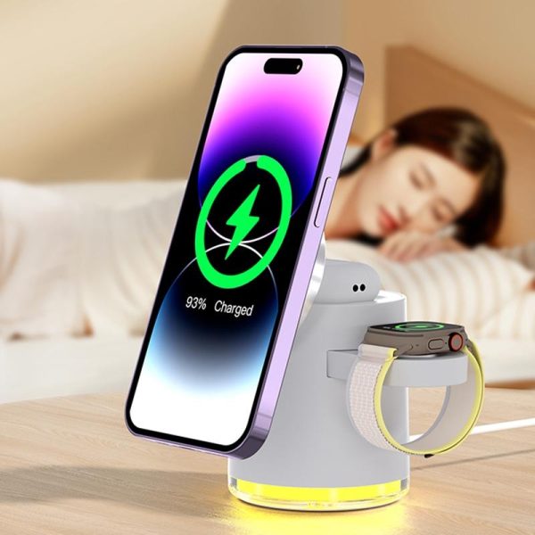 15W 4 In 1 Foldable Magnetic Wireless Charger - White - Image 11