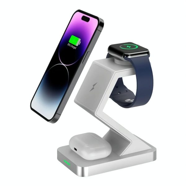 15W 3 In 1 Magnetic Wireless Charger For Iphone Watch Airpods - White - Image 2