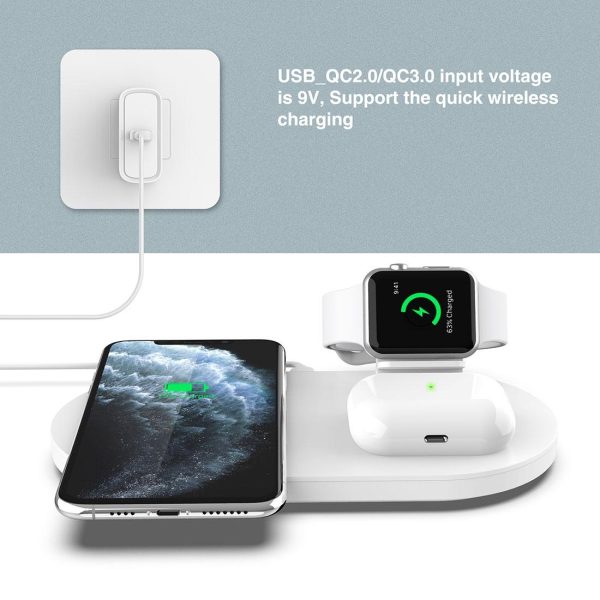 3 In 1 Wireless Charger For Phones Iwatch Airpods - White - Image 7