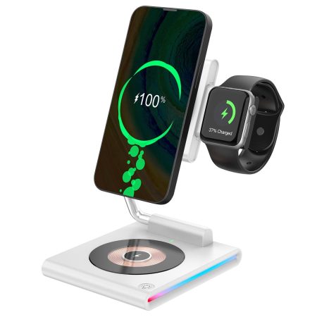 15W Foldable Magnetic Wireless Charger - White