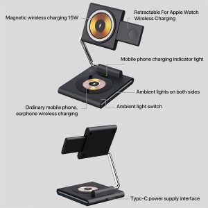 15W Foldable Magnetic Wireless Charger - White - Image 5