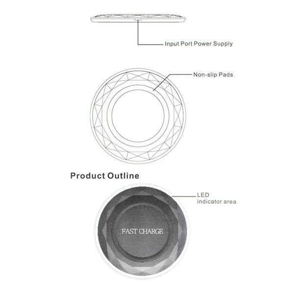 1M Fast Charging Wireless Charger Diamond Qi Standard - White - Image 8