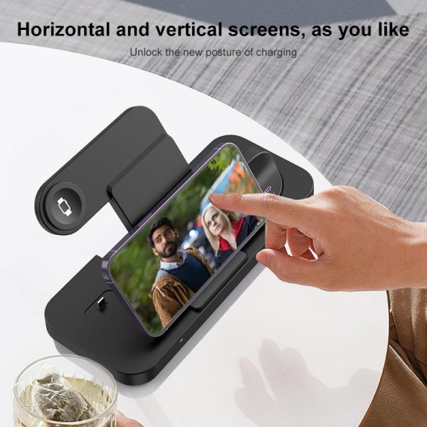 6 In 1 Foldable Vertical Wireless Charger - White - Image 9