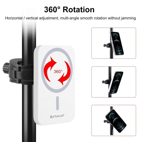 15W Magnetic Wireless Charger With Vlogging Phone Clamp - White - Image 15