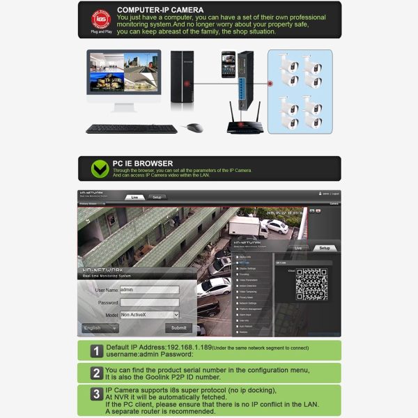 720P Ip Camera With Poe Power Night Vision & Remote View - White - Image 7