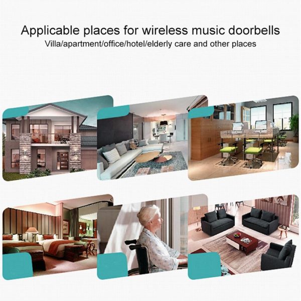 Wireless Doorbell With 38 Ringtones & Flashing Lights - Home Music Remote Control - Image 5