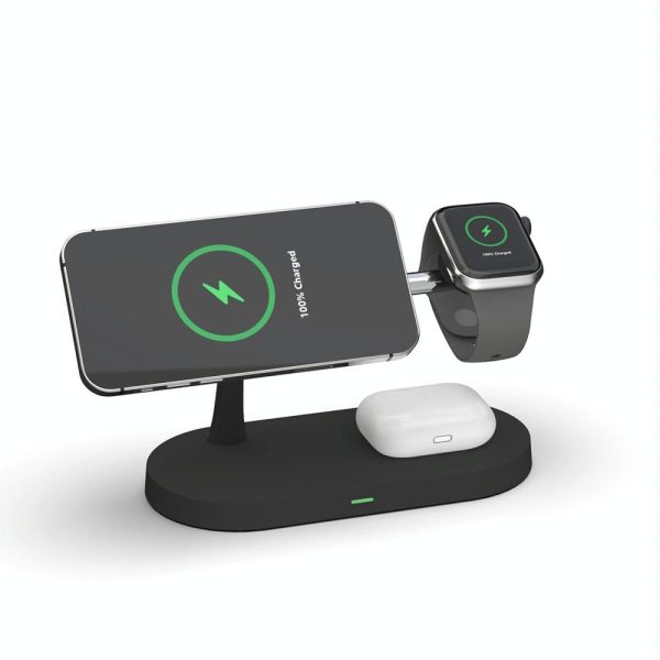 15W 5 In 1 Magnetic Wireless Charger For Iphone 12 & Apple Watch & Airpods - White - Image 4