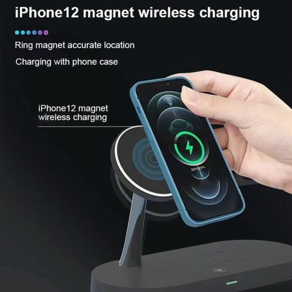15W 5 In 1 Magnetic Wireless Charger For Iphone 12 & Apple Watch & Airpods - White - Image 5