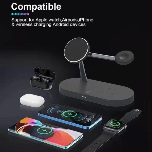 15W 5 In 1 Magnetic Wireless Charger For Iphone 12 & Apple Watch & Airpods - White - Image 8