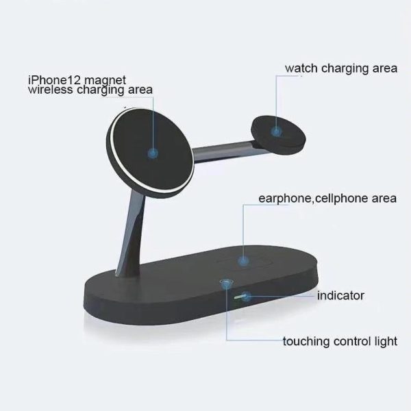 15W 5 In 1 Magnetic Wireless Charger For Iphone 12 & Apple Watch & Airpods - White - Image 9