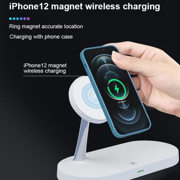 15W 5 In 1 Magnetic Wireless Charger For Iphone 12 & Apple Watch & Airpods - White - Image 15