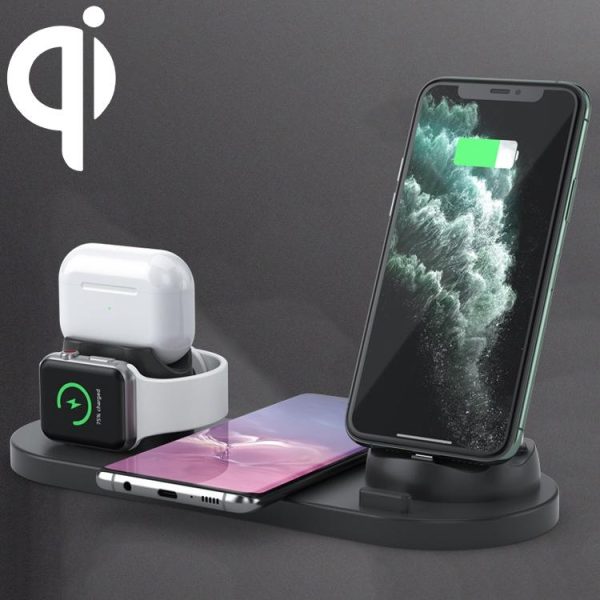 6 In 1 10W Wireless Charger Stand Qi Standard - White - Image 2