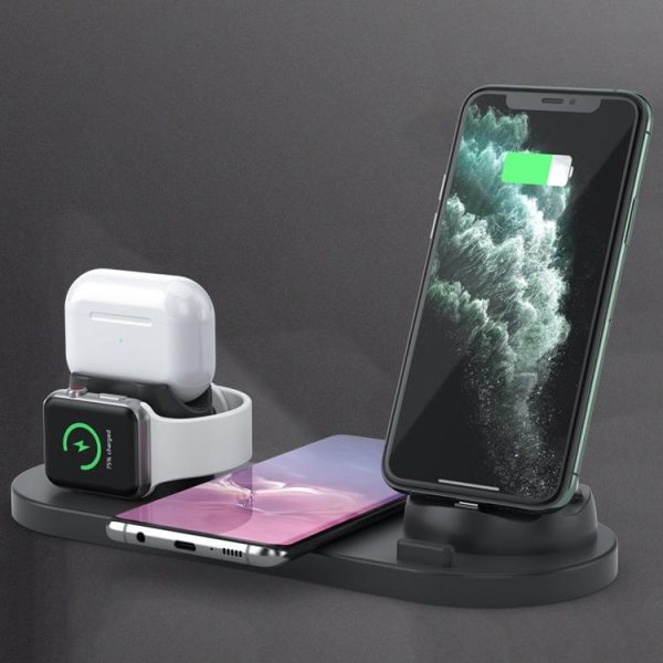 6 In 1 10W Wireless Charger Stand Qi Standard - White - Image 3