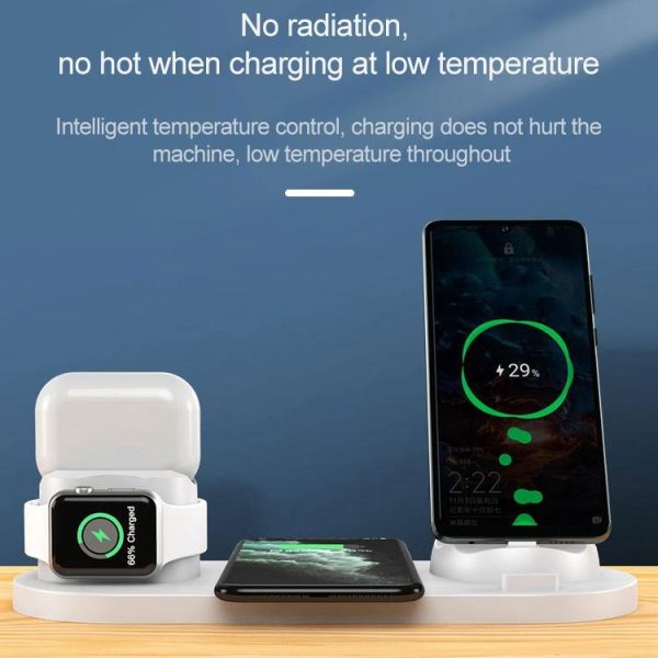6 In 1 10W Wireless Charger Stand Qi Standard - White - Image 7