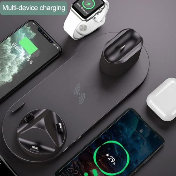 6 In 1 10W Wireless Charger Stand Qi Standard - White - Image 9