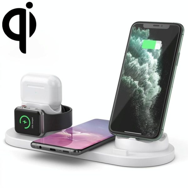 6 In 1 10W Wireless Charger Stand Qi Standard - White - Image 10