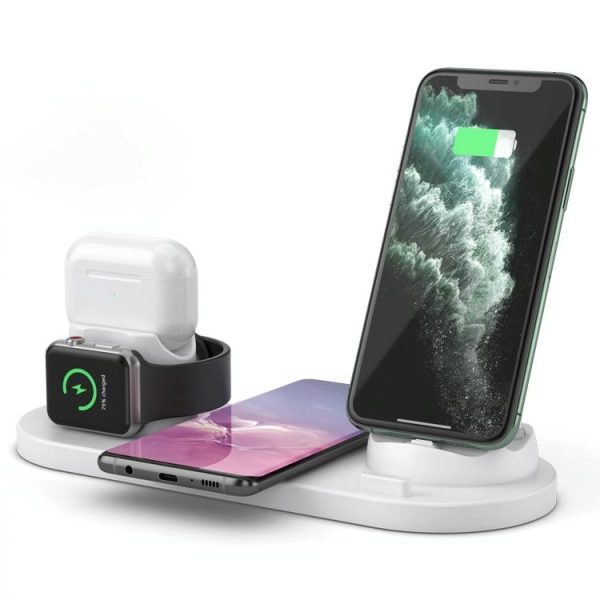 6 In 1 10W Wireless Charger Stand Qi Standard - White - Image 11