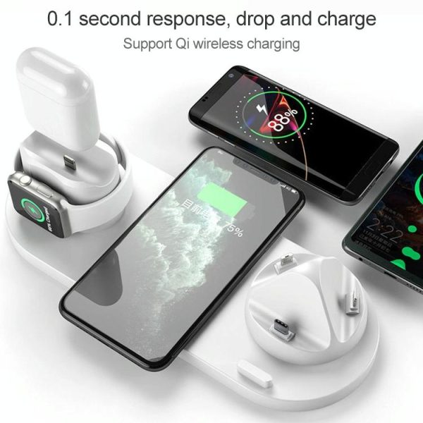 6 In 1 10W Wireless Charger Stand Qi Standard - White - Image 12