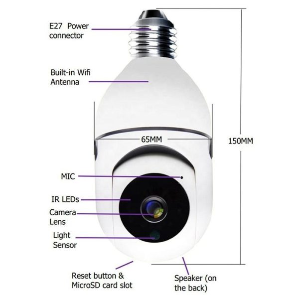 2Mp 5G Dual Frequency Bulb Camera With Two-Way Voice Intercom - White - Image 4