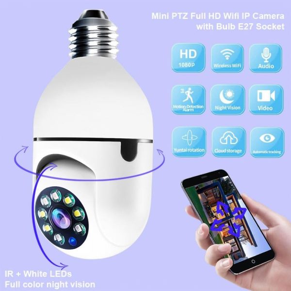 2Mp 5G Dual Frequency Bulb Camera With Two-Way Voice Intercom - White - Image 6