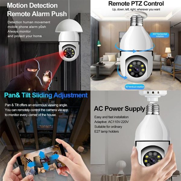 2Mp 5G Dual Frequency Bulb Camera With Two-Way Voice Intercom - White - Image 8