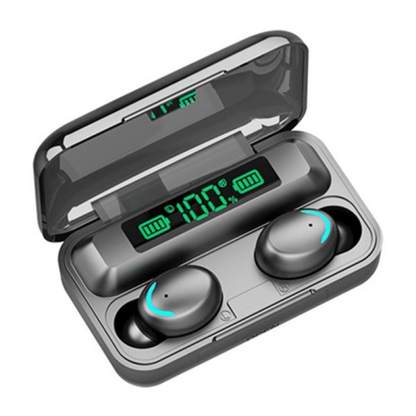 Bluetooth Earphone with Noise Reduction & Led Display - Black - Ip6D1057W Led Light White - Image 2