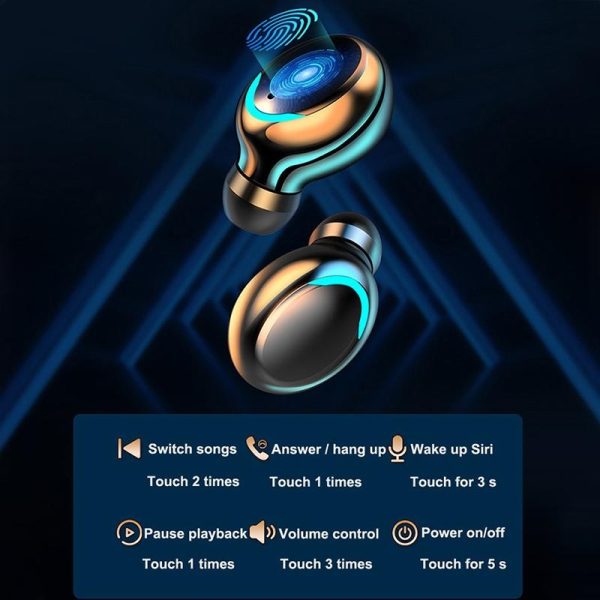 Bluetooth Earphone with Noise Reduction & Led Display - Black - Ip6D1057W Led Light White - Image 4