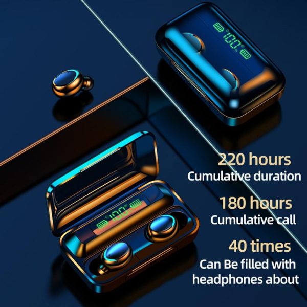 Bluetooth Earphone with Noise Reduction & Led Display - Black - Ip6D1057W Led Light White - Image 5