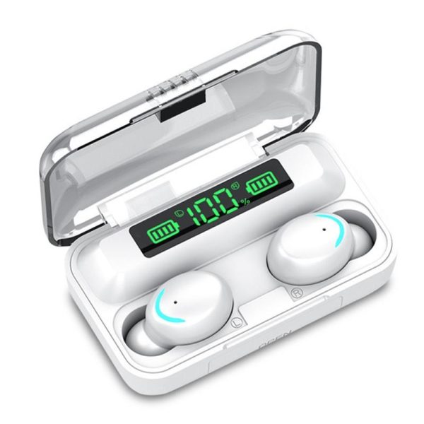 Bluetooth Earphone with Noise Reduction & Led Display - Black - Ip6D1057W Led Light White - Image 9