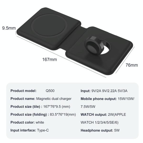 Foldable Dual Wireless Charger For Phones Iwatch Airpods - White - Image 3
