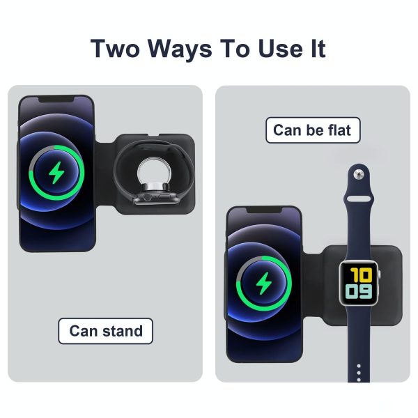 Foldable Dual Wireless Charger For Phones Iwatch Airpods - White - Image 6
