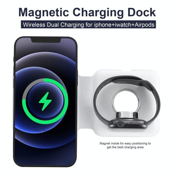 Foldable Dual Wireless Charger For Phones Iwatch Airpods - White - Image 12