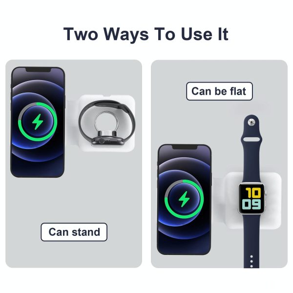 Foldable Dual Wireless Charger For Phones Iwatch Airpods - White - Image 13